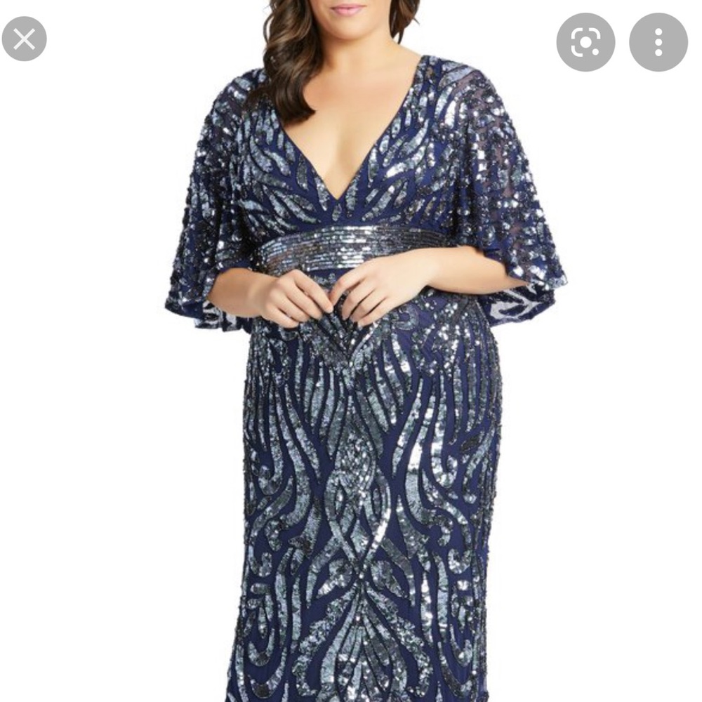 Mac Duggal Sequin Cape Gown